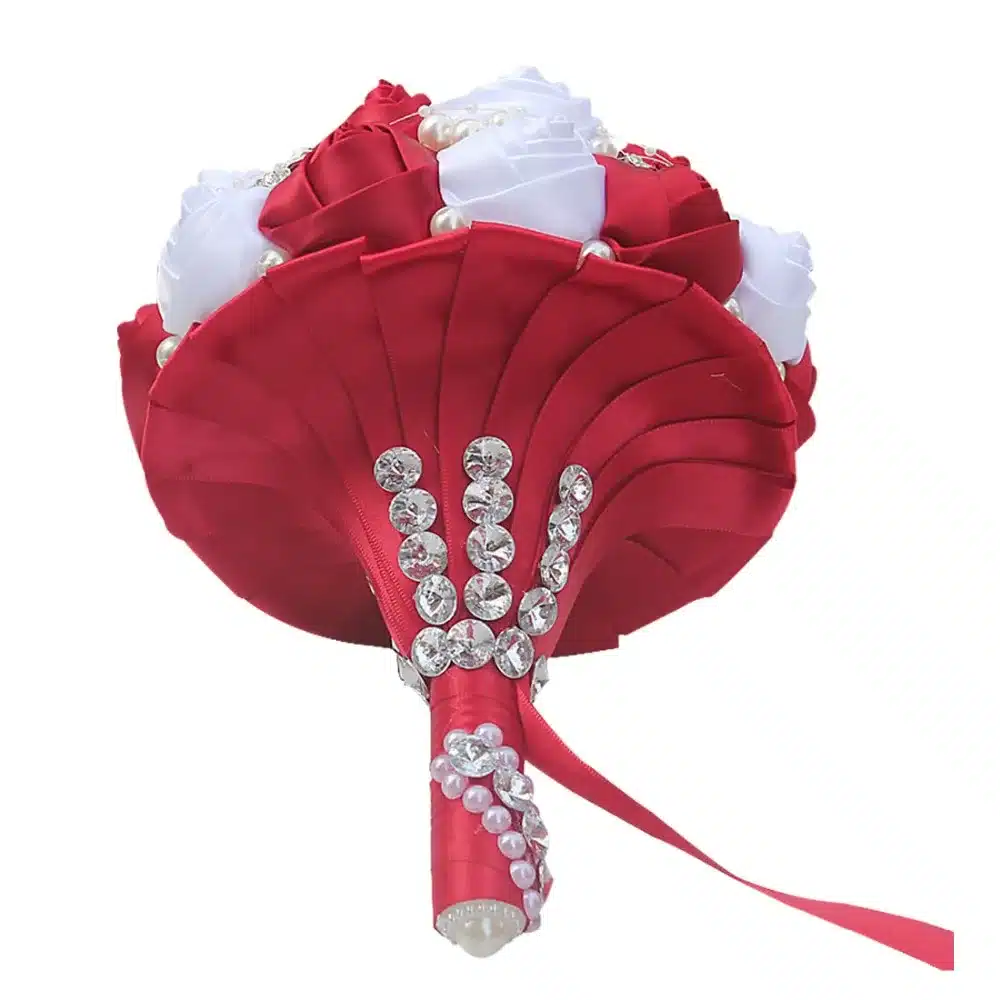 WifeLai-A 1Piece Best Selling Wine Red Artificial Flower Bridal Bouquets Crystal Pearls Bridesmaid Bridal Wedding Bouquets W224 28