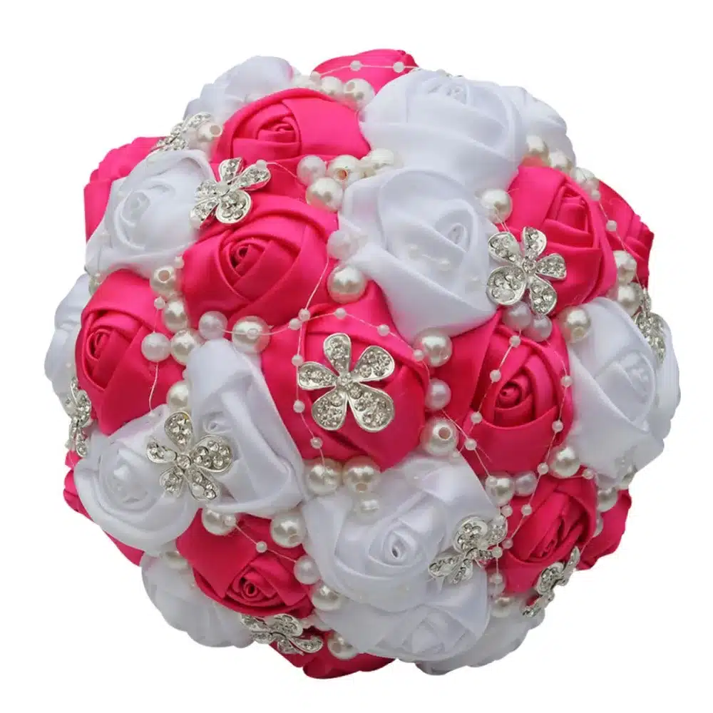 WifeLai-A 1Piece Best Selling Wine Red Artificial Flower Bridal Bouquets Crystal Pearls Bridesmaid Bridal Wedding Bouquets W224 36