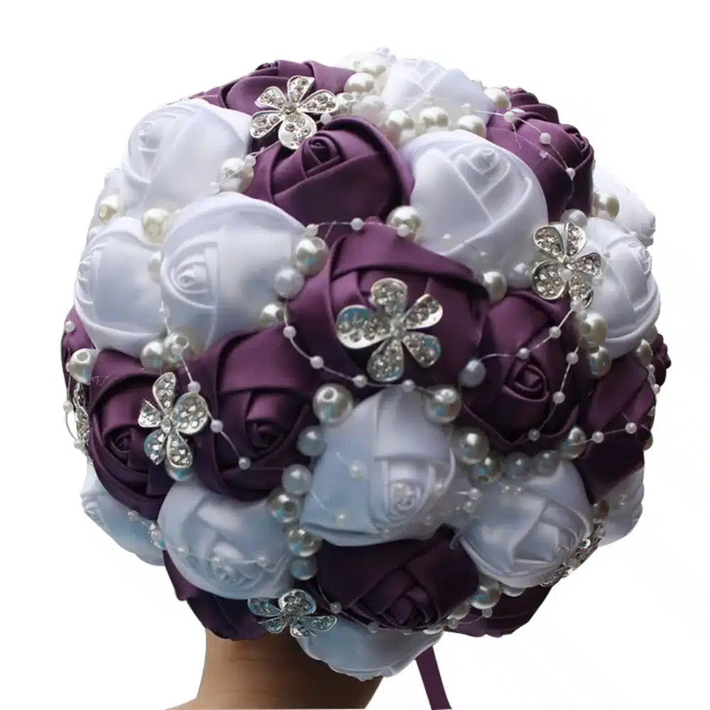 WifeLai-A 1Piece Best Selling Wine Red Artificial Flower Bridal Bouquets Crystal Pearls Bridesmaid Bridal Wedding Bouquets W224 40