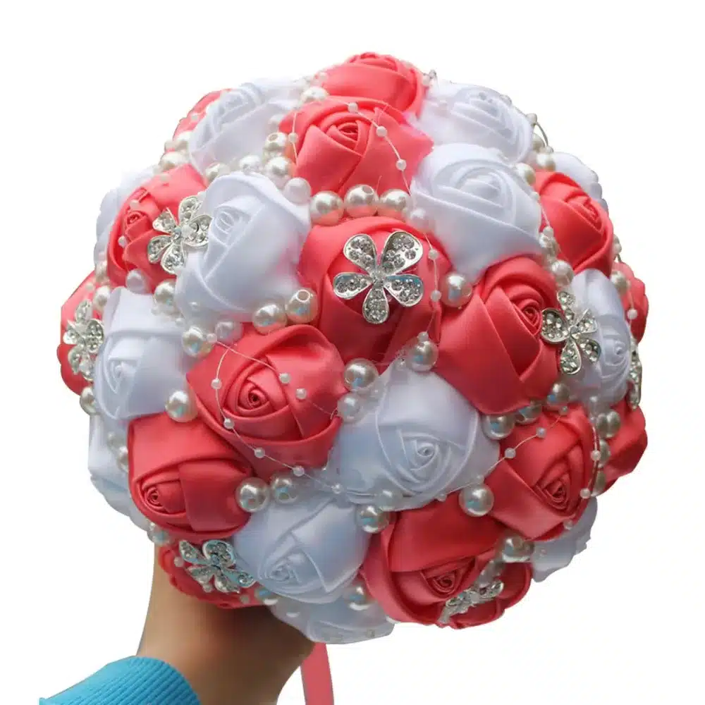 WifeLai-A 1Piece Best Selling Wine Red Artificial Flower Bridal Bouquets Crystal Pearls Bridesmaid Bridal Wedding Bouquets W224 45
