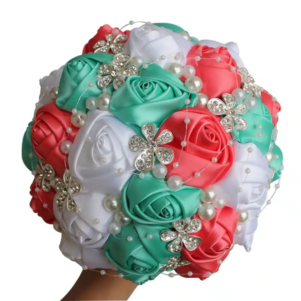 WifeLai-A 1Piece Best Selling Wine Red Artificial Flower Bridal Bouquets Crystal Pearls Bridesmaid Bridal Wedding Bouquets W224 47