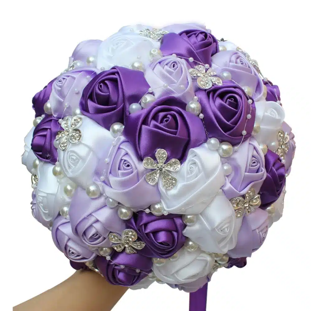 WifeLai-A 1Piece Best Selling Wine Red Artificial Flower Bridal Bouquets Crystal Pearls Bridesmaid Bridal Wedding Bouquets W224 50