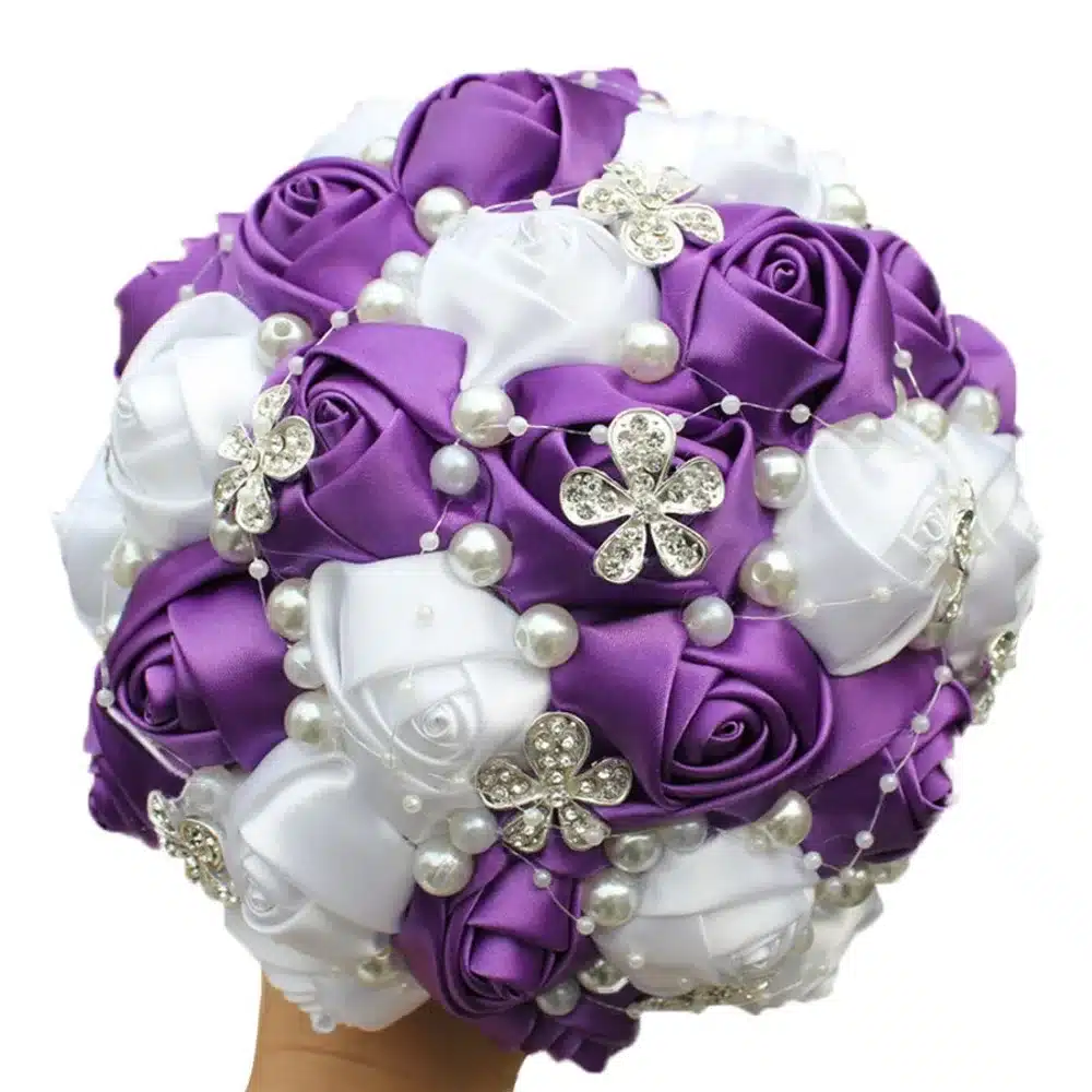 WifeLai-A 1Piece Best Selling Wine Red Artificial Flower Bridal Bouquets Crystal Pearls Bridesmaid Bridal Wedding Bouquets W224 53
