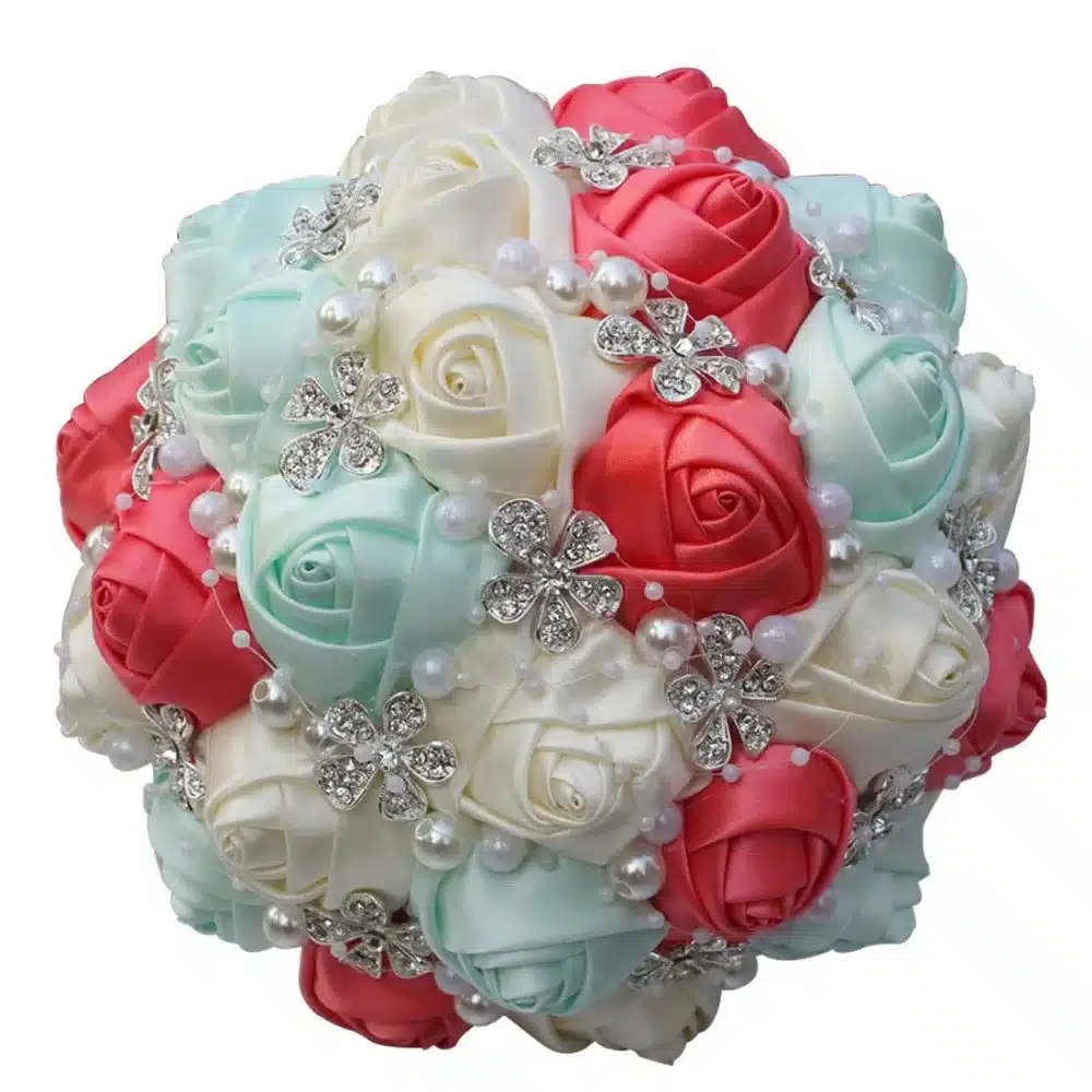 WifeLai-A 1Piece Best Selling Wine Red Artificial Flower Bridal Bouquets Crystal Pearls Bridesmaid Bridal Wedding Bouquets W224 60