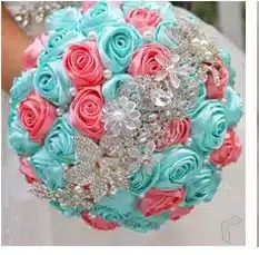 Free shipping Bride holding flowers, New arrival Romantic Wedding Colorful Rose Bride 's Bouquet,purple pink bridal bouquets 7