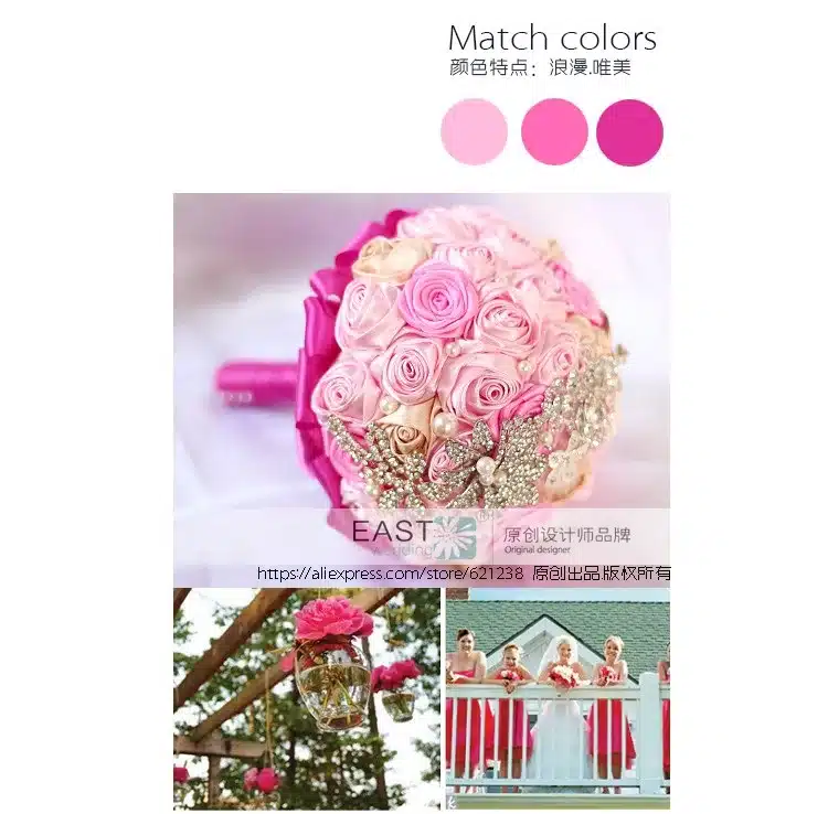 Free shipping Bride holding flowers, New arrival Romantic Wedding Colorful Rose Bride 's Bouquet,purple pink bridal bouquets 27