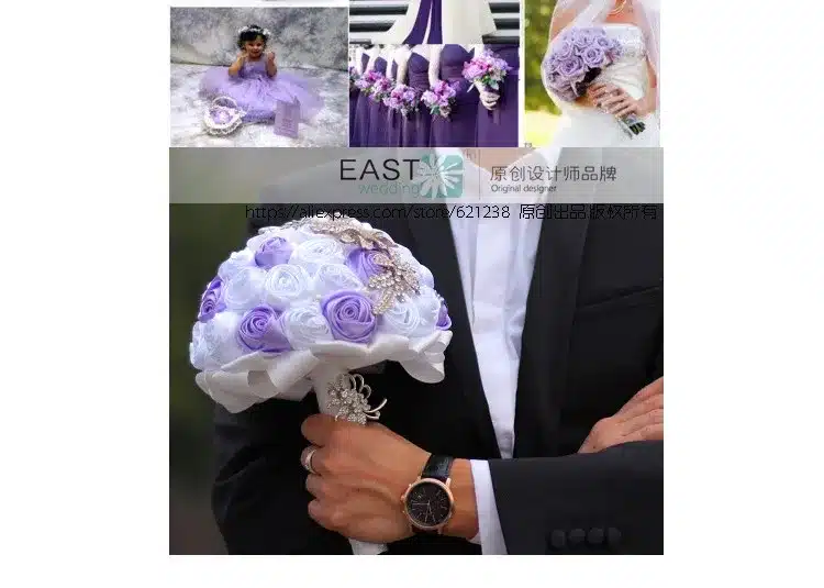 Free shipping Bride holding flowers, New arrival Romantic Wedding Colorful Rose Bride 's Bouquet,purple pink bridal bouquets 43