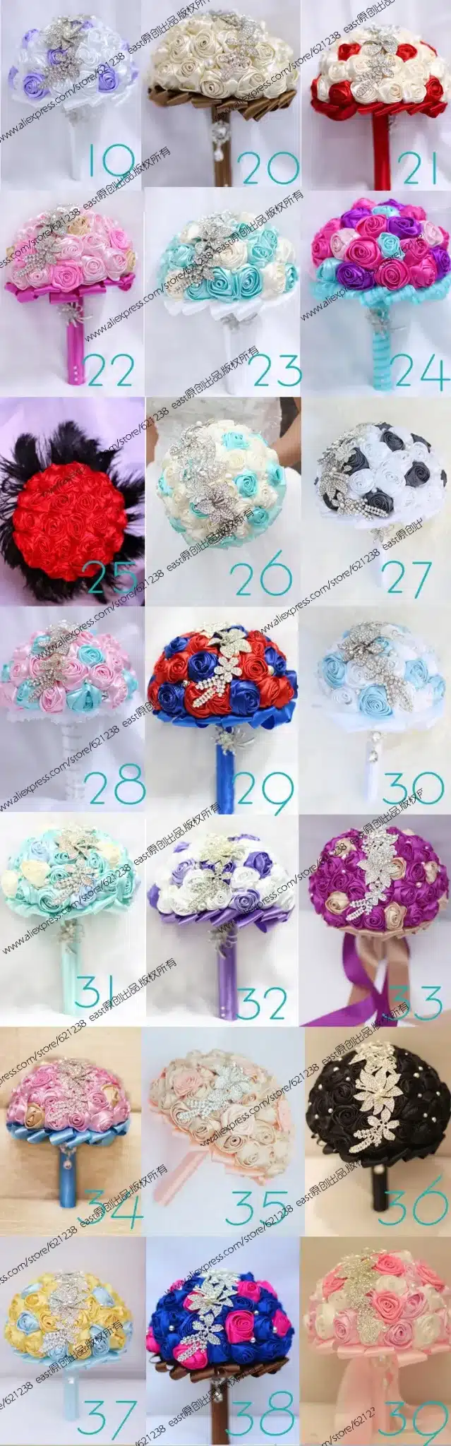 Free shipping Bride holding flowers, New arrival Romantic Wedding Colorful Rose Bride 's Bouquet,purple pink bridal bouquets 45