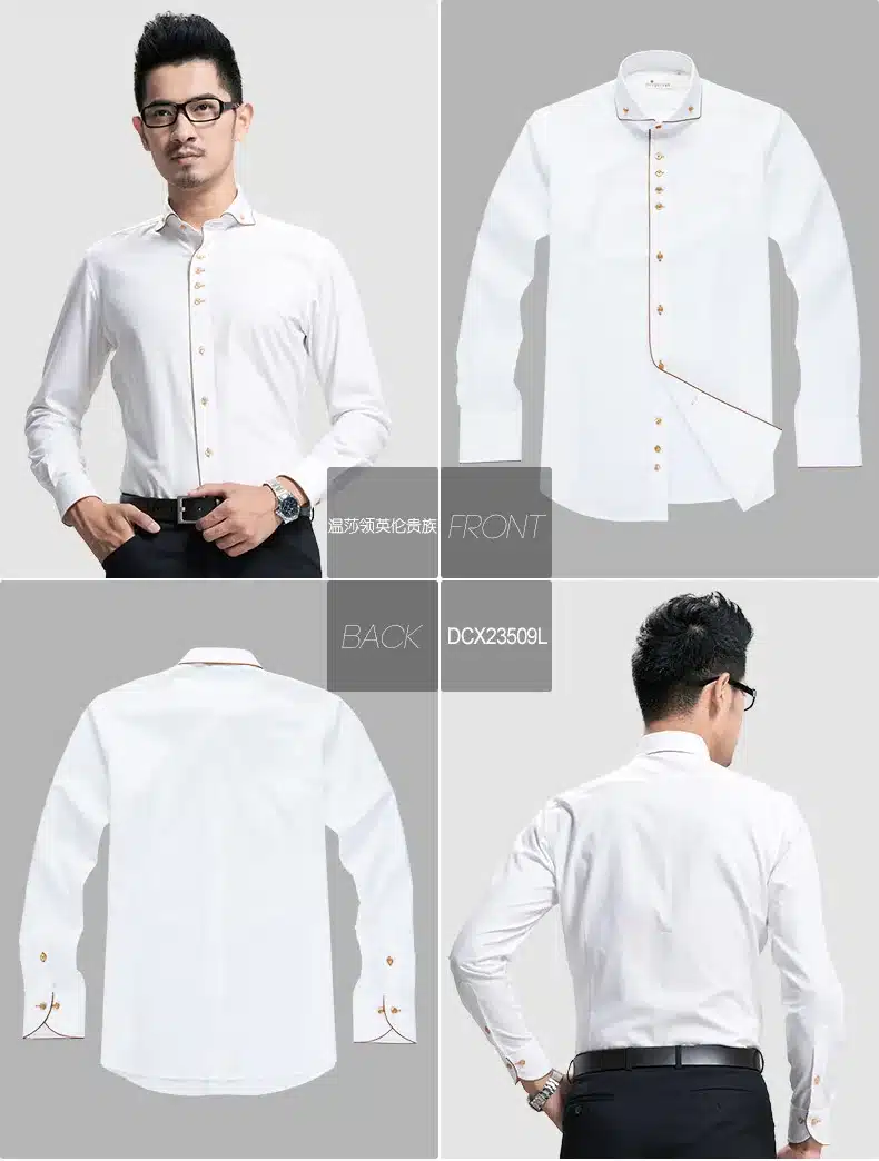 DeepoceanTuxedo Shirt Styles 2017 Camisa Social Masculina 100% Cotton Brand Shirt White chemise homme French slim Fit Shirts 19