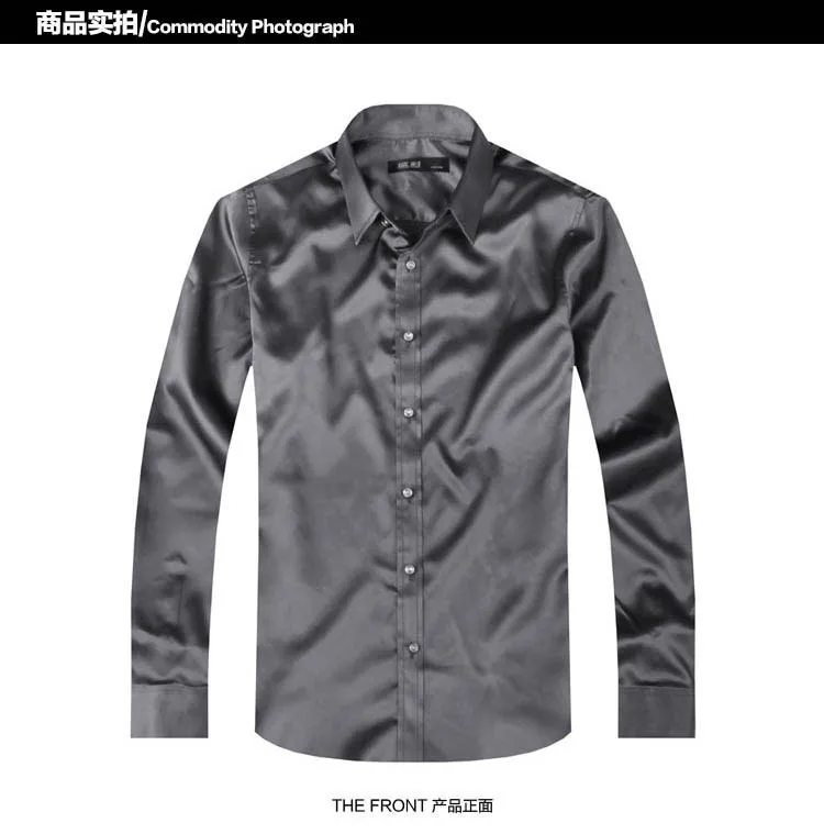 2017 Mens Silk Shirt Simulated Silk Satin Available Elastic Force Long Sleeve Silk Shirt Evening Party Date Man Shirt MQ527 9