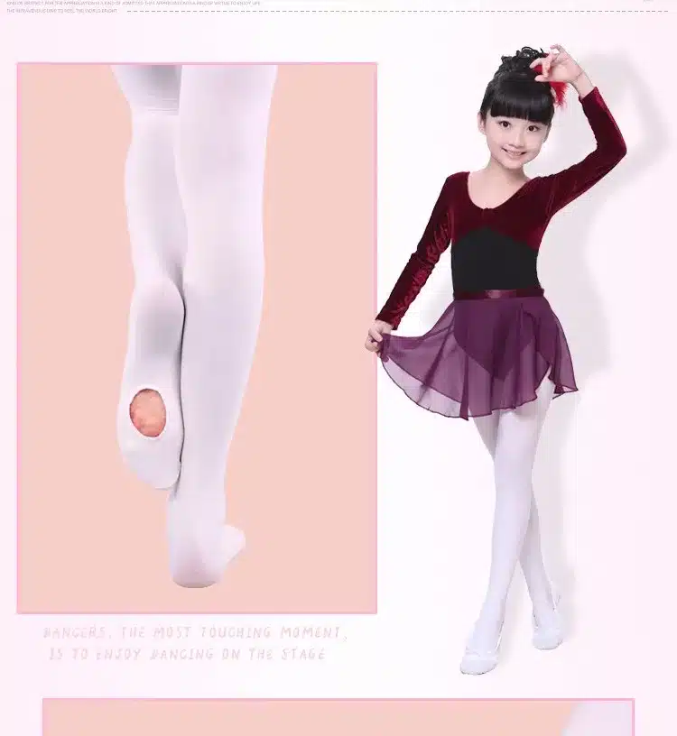 Girls Adult Convertible Ballet Tights Seamless Ballet Pantyhose Pink White Ballet Dance Stockings For Kids 14