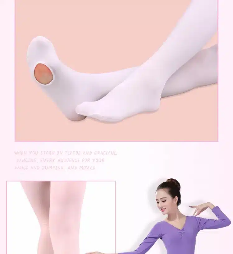 Girls Adult Convertible Ballet Tights Seamless Ballet Pantyhose Pink White Ballet Dance Stockings For Kids 15