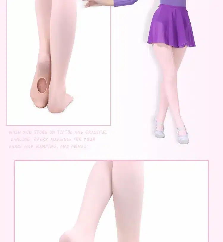 Girls Adult Convertible Ballet Tights Seamless Ballet Pantyhose Pink White Ballet Dance Stockings For Kids 16