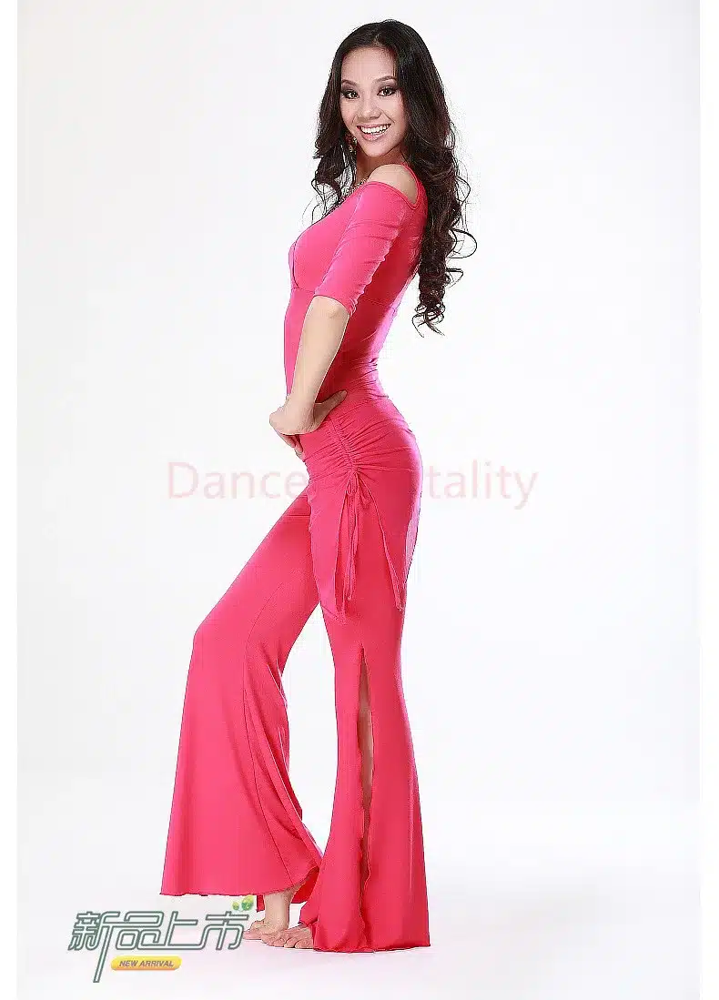 2016 Hot Sale New Haft-sleeved V-neck belly dance set Milk Silk Belly Dance Costumes women for dancer's clothing Top&Pants 19
