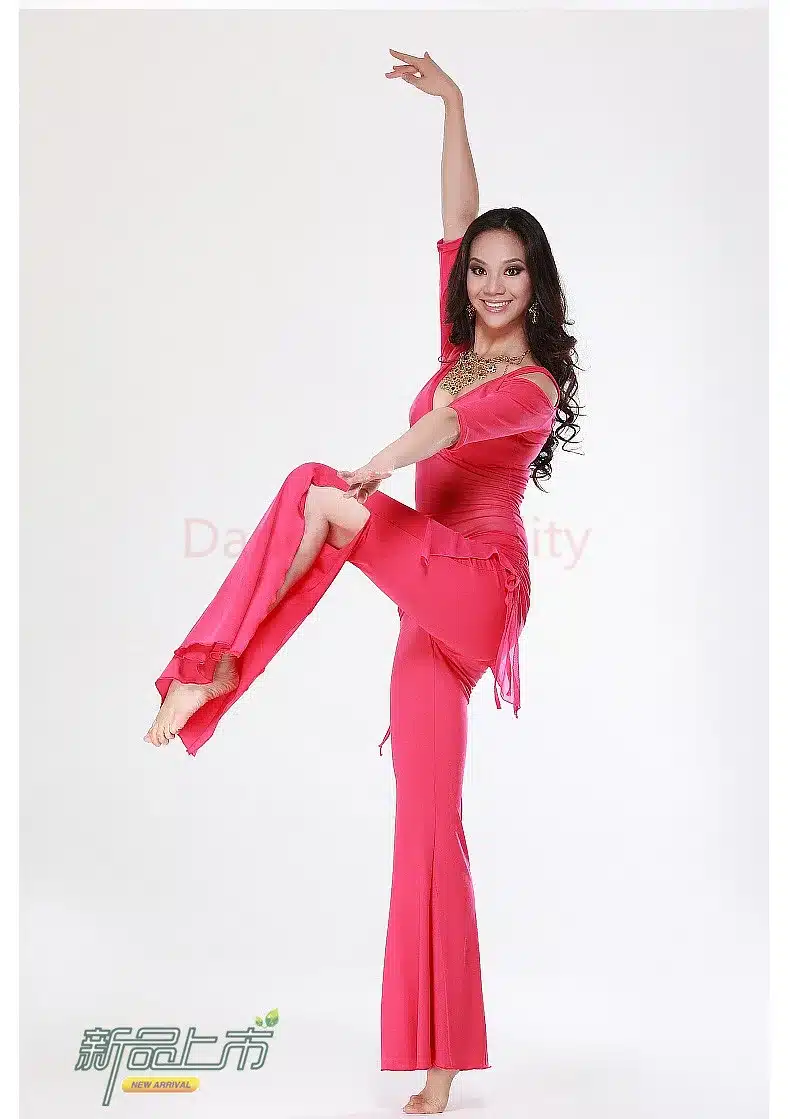 2016 Hot Sale New Haft-sleeved V-neck belly dance set Milk Silk Belly Dance Costumes women for dancer's clothing Top&Pants 20
