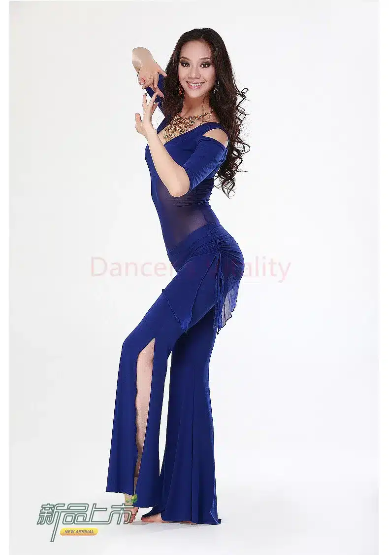 2016 Hot Sale New Haft-sleeved V-neck belly dance set Milk Silk Belly Dance Costumes women for dancer's clothing Top&Pants 24