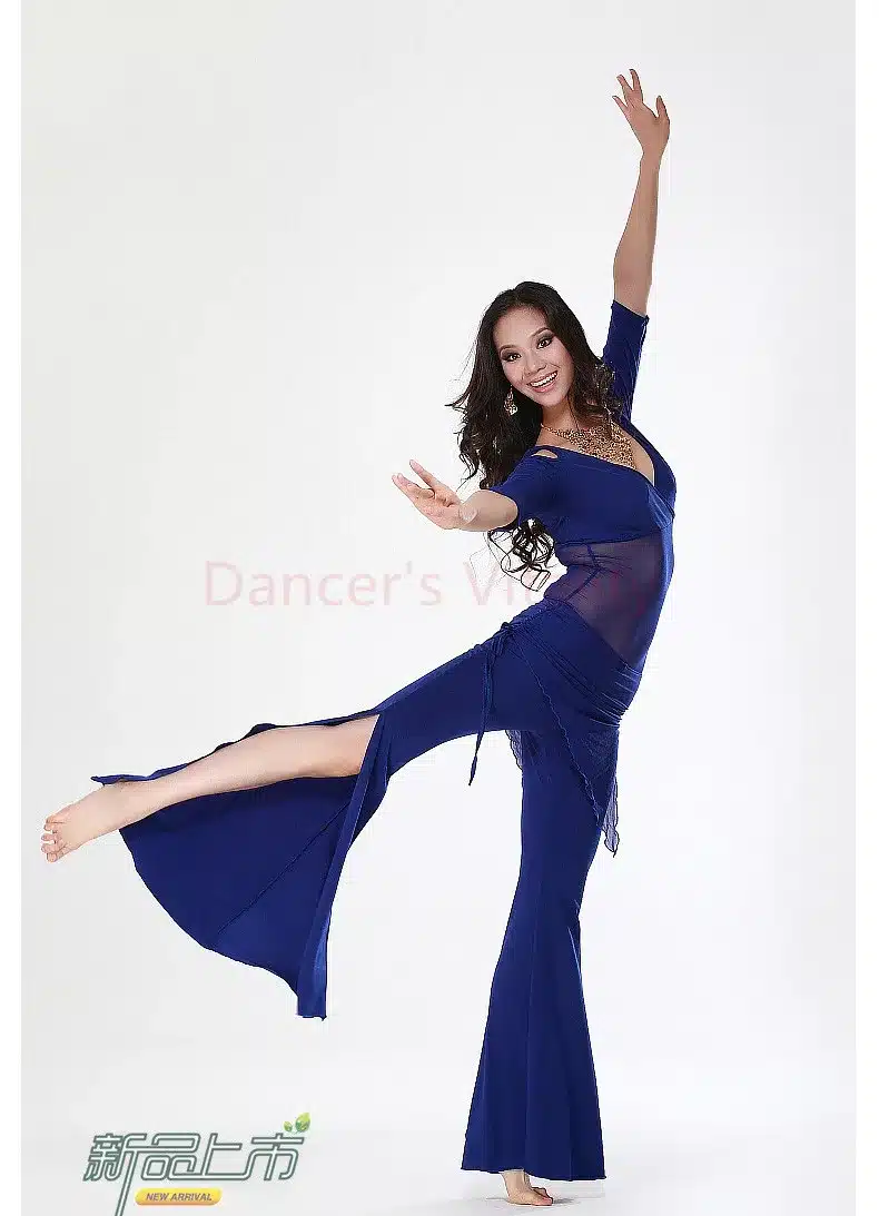 2016 Hot Sale New Haft-sleeved V-neck belly dance set Milk Silk Belly Dance Costumes women for dancer's clothing Top&Pants 27