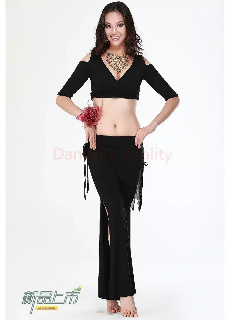 2016 Hot Sale New Haft-sleeved V-neck belly dance set Milk Silk Belly Dance Costumes women for dancer's clothing Top&Pants 28