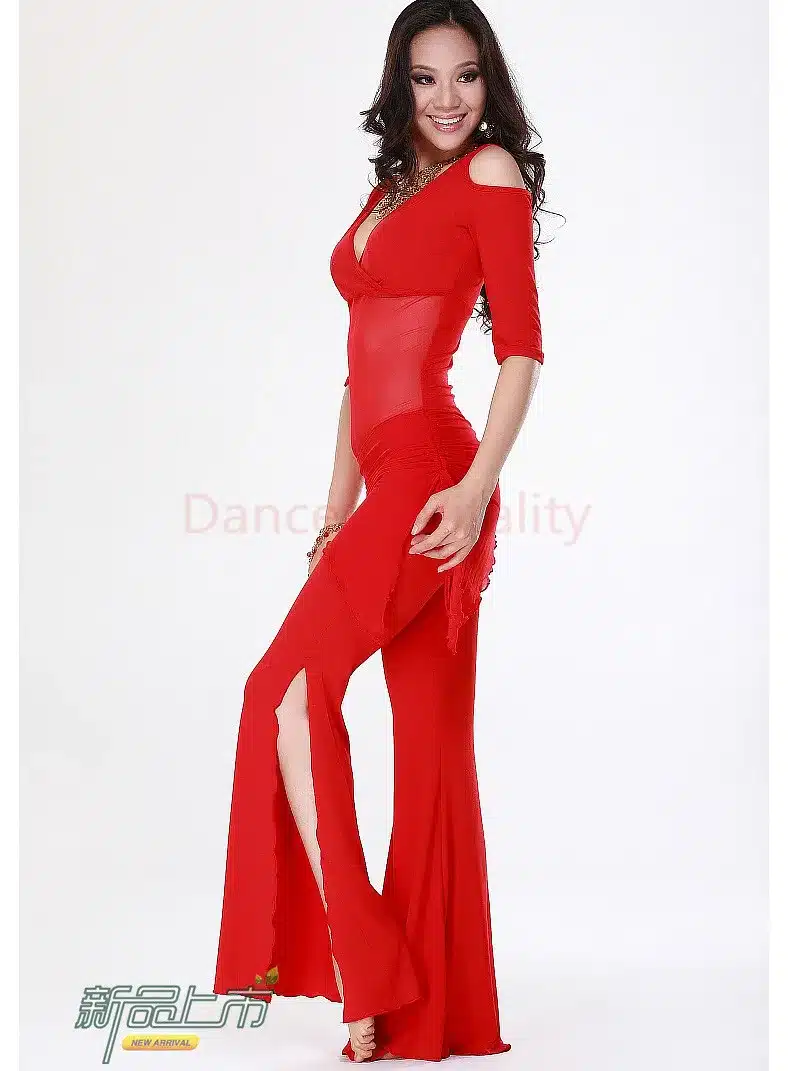 2016 Hot Sale New Haft-sleeved V-neck belly dance set Milk Silk Belly Dance Costumes women for dancer's clothing Top&Pants 35
