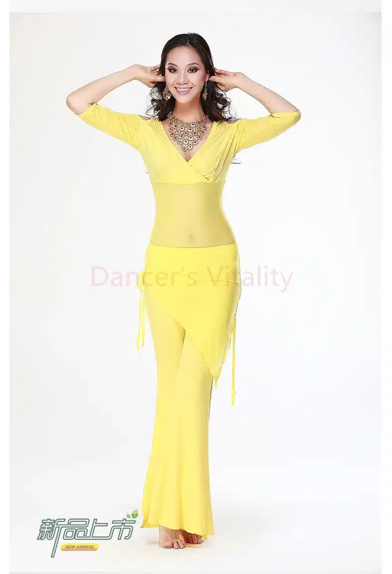2016 Hot Sale New Haft-sleeved V-neck belly dance set Milk Silk Belly Dance Costumes women for dancer's clothing Top&Pants 39