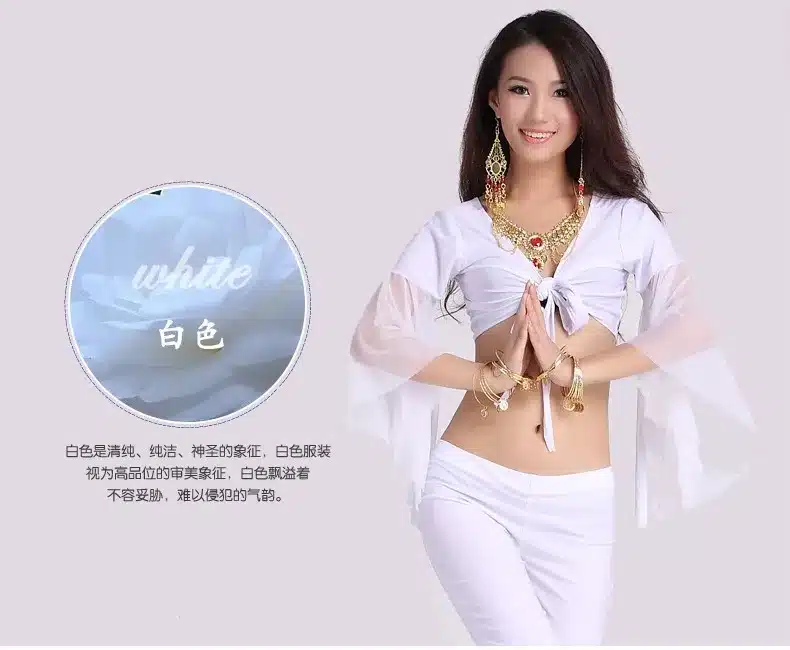 HOT SALE! mesh speaker sleeves belly dance set women 2pcs top and Five point trousers belly dance suit 12colors M and L 20