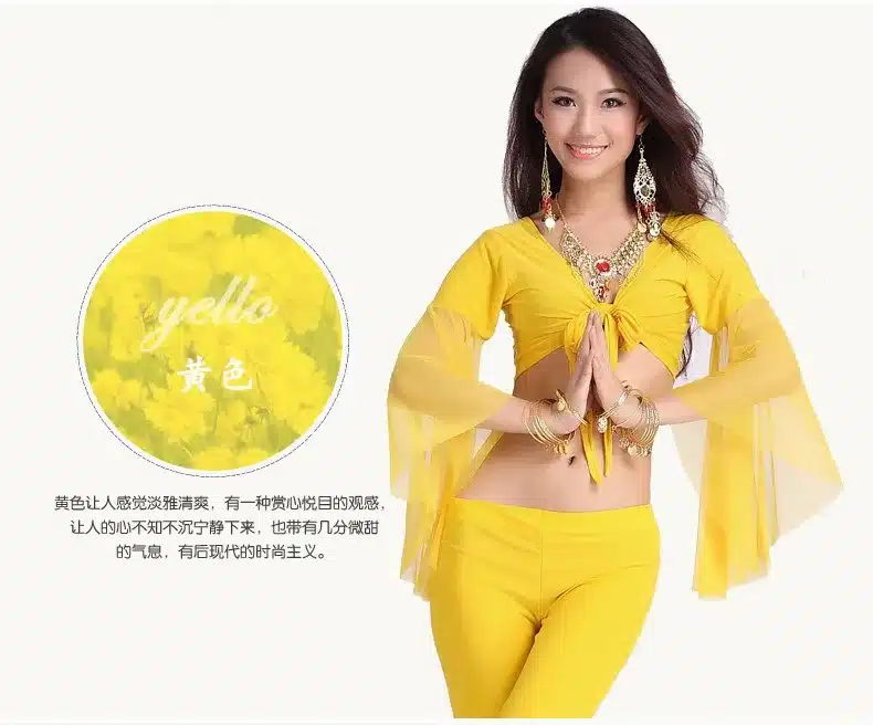 HOT SALE! mesh speaker sleeves belly dance set women 2pcs top and Five point trousers belly dance suit 12colors M and L 28