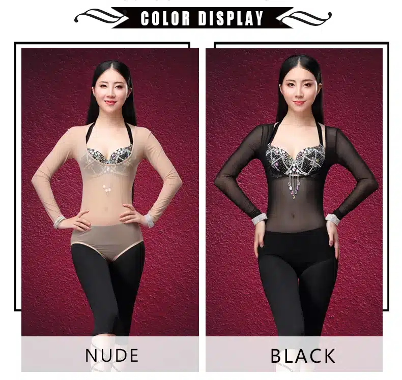 One Piece Leotard Dancewear Long Sleeves Bellydance Accessories Women Bodysuit Bottoming Shirt Belly Dance Tops 1