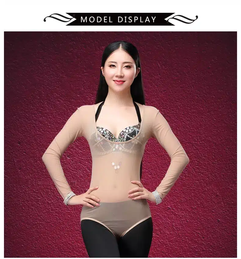 One Piece Leotard Dancewear Long Sleeves Bellydance Accessories Women Bodysuit Bottoming Shirt Belly Dance Tops 4