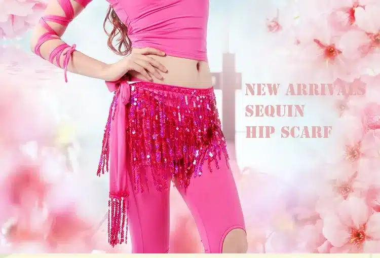 12 Colors Women Belly Dance Clothing Accessories Tassel Belts Belly Dance Hip Scarf Sequins Belt 1