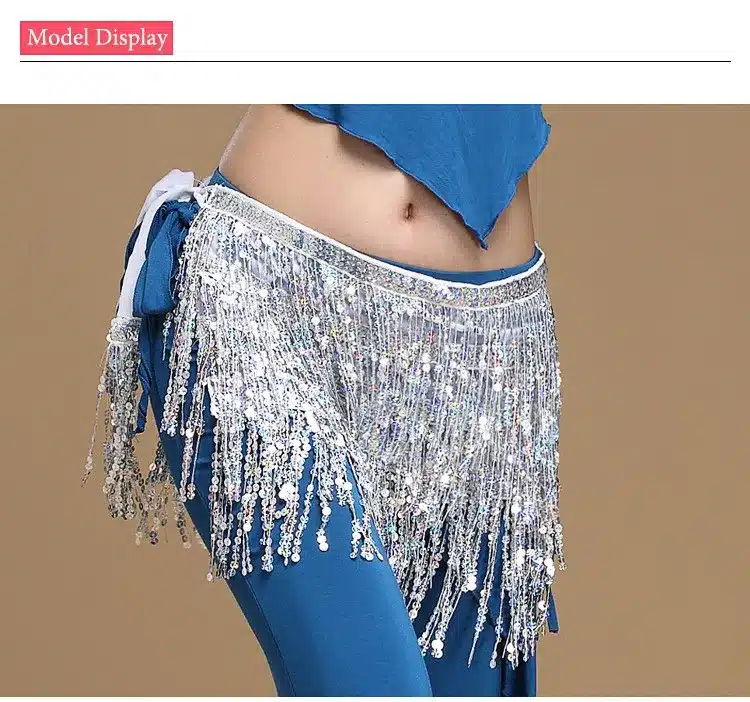 12 Colors Women Belly Dance Clothing Accessories Tassel Belts Belly Dance Hip Scarf Sequins Belt 4