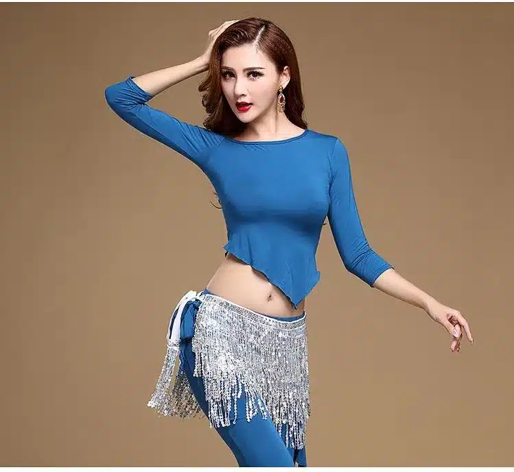 12 Colors Women Belly Dance Clothing Accessories Tassel Belts Belly Dance Hip Scarf Sequins Belt 5