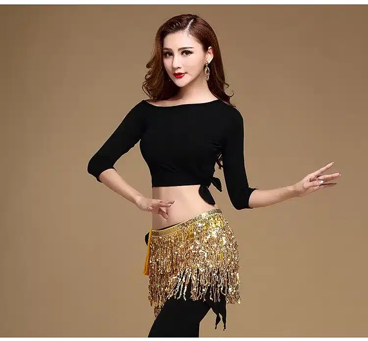 12 Colors Women Belly Dance Clothing Accessories Tassel Belts Belly Dance Hip Scarf Sequins Belt 8