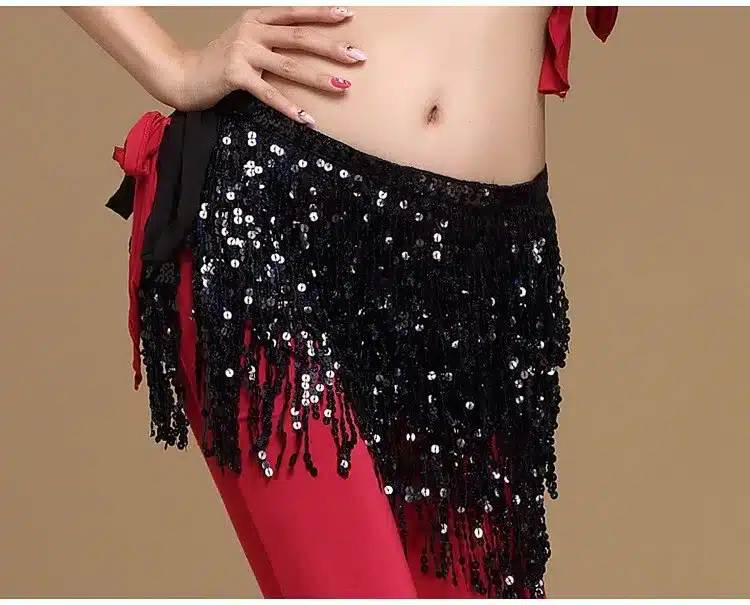 12 Colors Women Belly Dance Clothing Accessories Tassel Belts Belly Dance Hip Scarf Sequins Belt 10