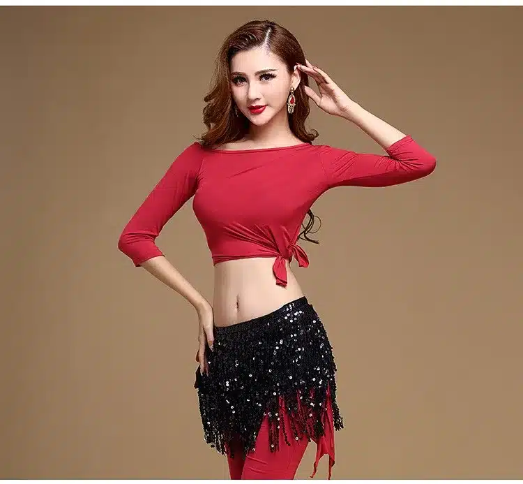 12 Colors Women Belly Dance Clothing Accessories Tassel Belts Belly Dance Hip Scarf Sequins Belt 11