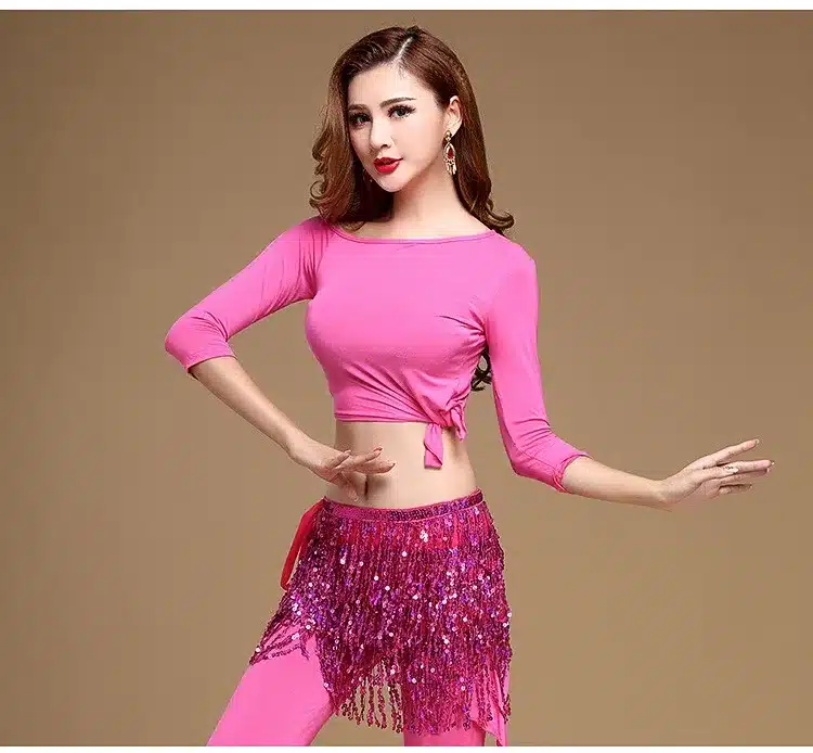 12 Colors Women Belly Dance Clothing Accessories Tassel Belts Belly Dance Hip Scarf Sequins Belt 14