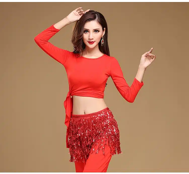 12 Colors Women Belly Dance Clothing Accessories Tassel Belts Belly Dance Hip Scarf Sequins Belt 16