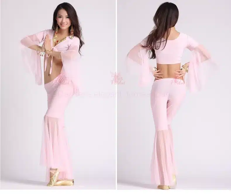 Belly dance costume sexy gauze sleeves top+gauze pants 2pcs/set for women belly dance costume exercie set 11kinds of colors 31