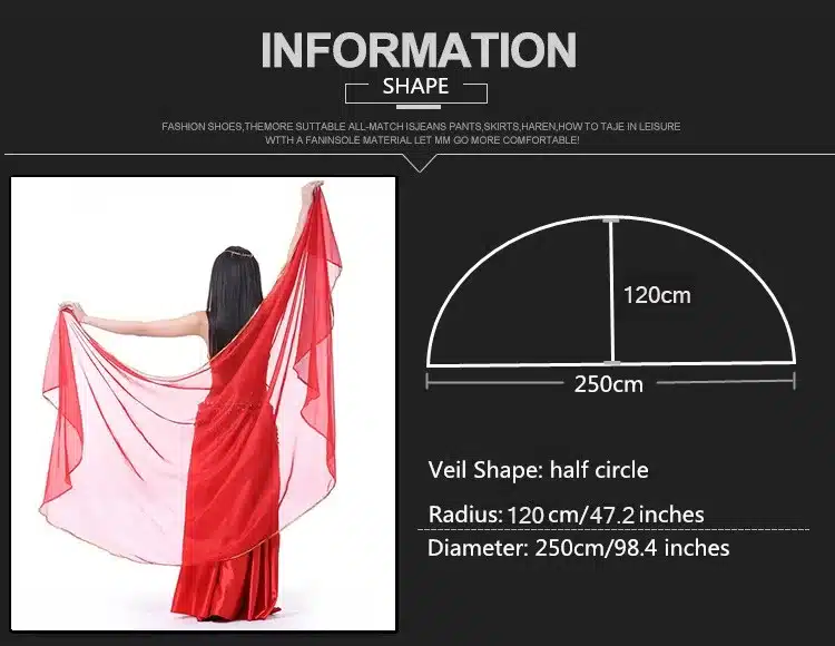 2017 Stage Performance Belly Dance Scarf Shawl Light Texture Half Circle Veils Professional Women Belly Dance Veil Chiffon 2