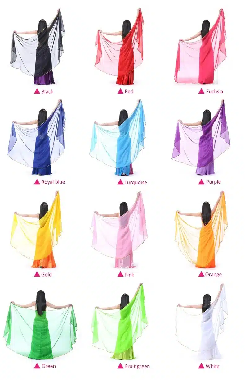 2017 Stage Performance Belly Dance Scarf Shawl Light Texture Half Circle Veils Professional Women Belly Dance Veil Chiffon 4
