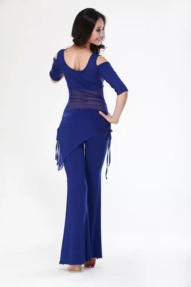 Belly dance costume sexy short sleeves top+milk silk waist pants 2pcs/suit for belly dancing set 18