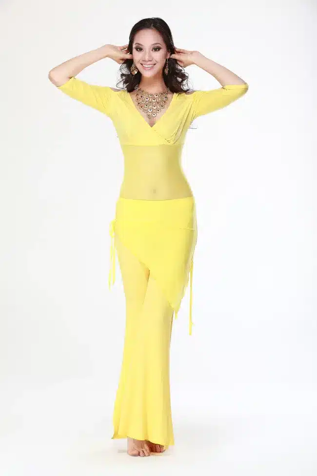 Belly dance costume sexy short sleeves top+milk silk waist pants 2pcs/suit for belly dancing set 19