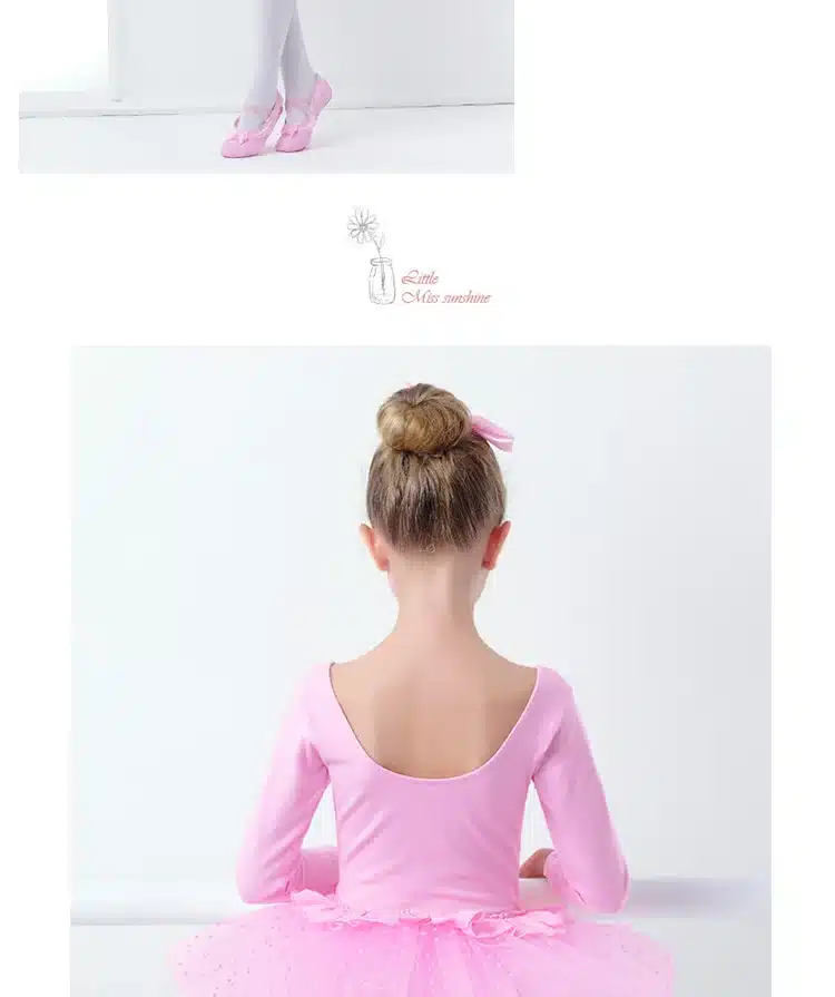 Girls Baby Lovely Long Sleeve Princess Dress Cotton O Neck Ballet TuTu Child Kids Pink Ballet Dance Dress 12