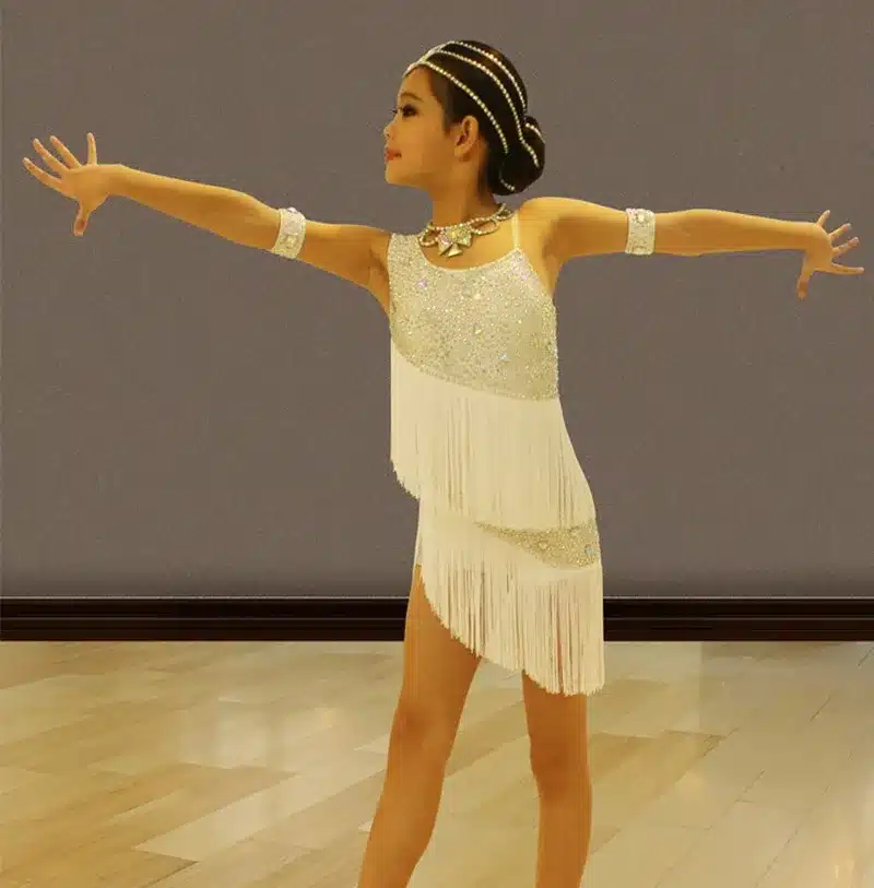 Latin Dance Skirt For Children 2017 New Tassel Sumba Latin Competition Dancing Dress High Quality Girls Latin Fringe Skirt 11