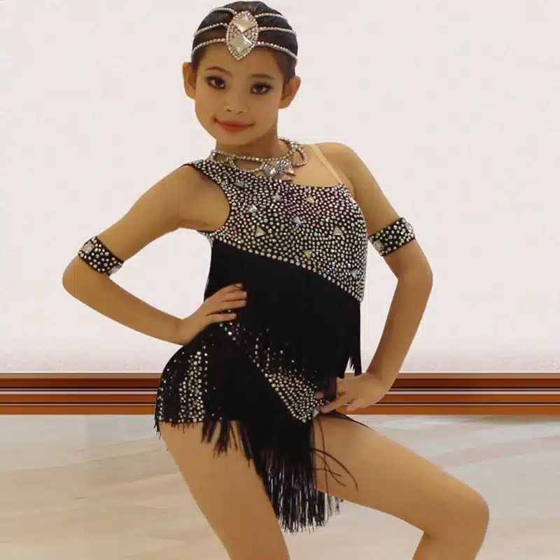 Latin Dance Skirt For Children 2017 New Tassel Sumba Latin Competition Dancing Dress High Quality Girls Latin Fringe Skirt 14