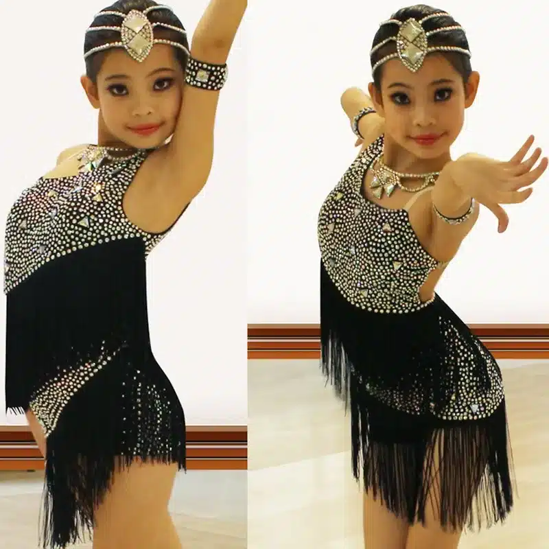Latin Dance Skirt For Children 2017 New Tassel Sumba Latin Competition Dancing Dress High Quality Girls Latin Fringe Skirt 16