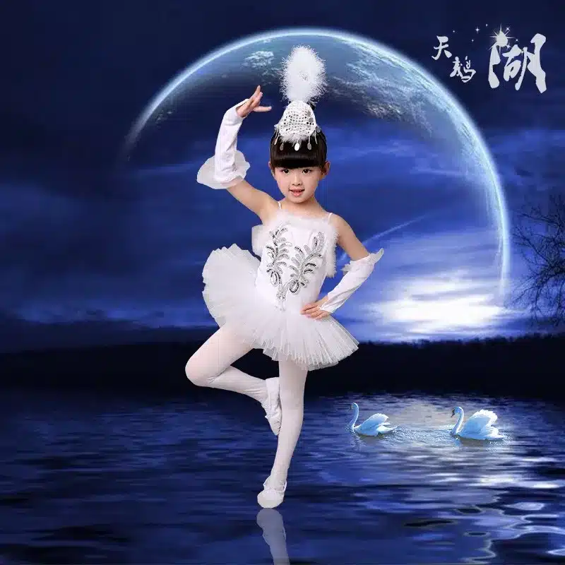 New Girls Ballerina Dress Kids White Swan Lake Ballet Costumes Children Strap Dance Wear Costume Danse Classique Enfant 2