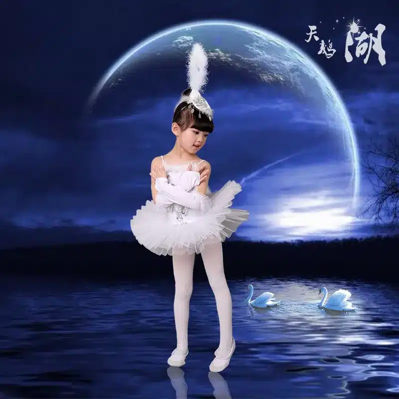 New Girls Ballerina Dress Kids White Swan Lake Ballet Costumes Children Strap Dance Wear Costume Danse Classique Enfant 3