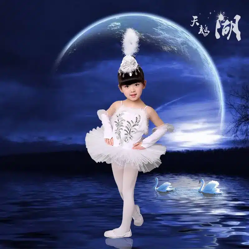 New Girls Ballerina Dress Kids White Swan Lake Ballet Costumes Children Strap Dance Wear Costume Danse Classique Enfant 4