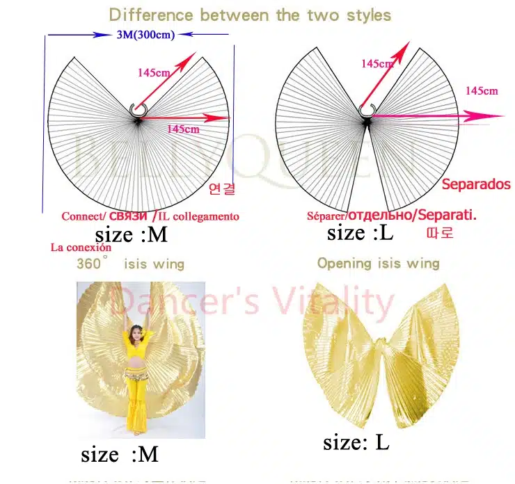 Wholesale 360 degree belly dance wing for women belly dance props gold and silve cloth belly dance wing girls dance accessories 10