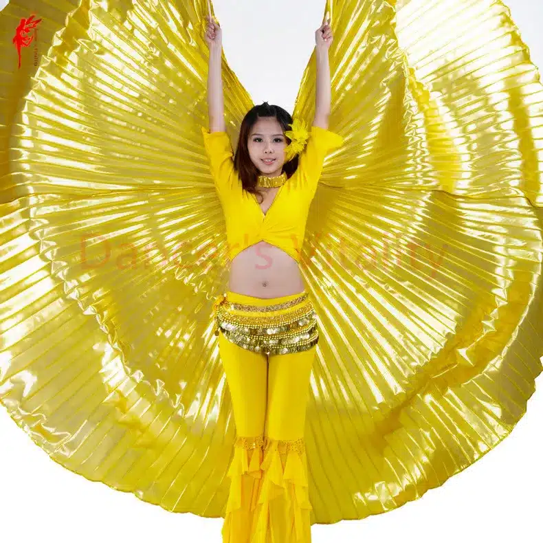 Wholesale 360 degree belly dance wing for women belly dance props gold and silve cloth belly dance wing girls dance accessories 12